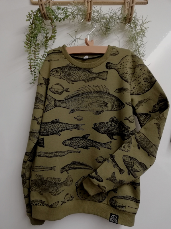 Olijfgroene vissen sweater